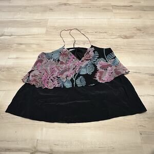 Elizabeth and James Women M Top‎ Cami 100% Silk Floral Black